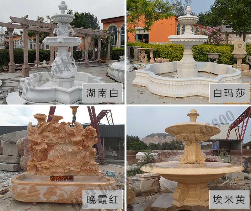 大理石景觀噴泉材質(zhì)，石雕噴泉工廠，定制大理石景觀噴泉
