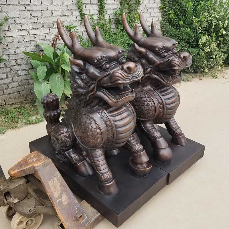銅麒麟雕塑，銅麒麟擺件，鎮(zhèn)宅風水麒麟