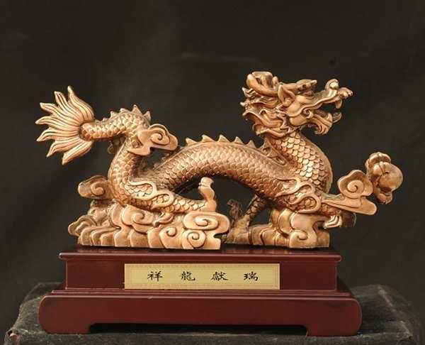 景觀雕塑定制，銅龍擺件